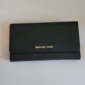 Michael Kors Tri-Fold Leather Wallet Black Jet Set